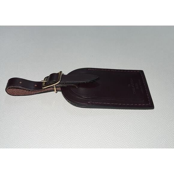 Louis Vuitton Name Tag Maroon Leather Bordeaux Burgundy Goldtone - Picture 14 of 16